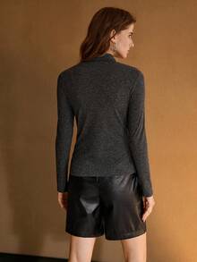 MOTF PREMIUM SLIM FIT MOCK NECK TOP - Dark Grey - View 3