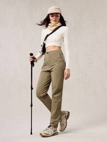 OutZeal 女式无 PFC 防水弹力可调节腰部户外裤 徒步露营秋冬款 - 卡其色 - 查看 6