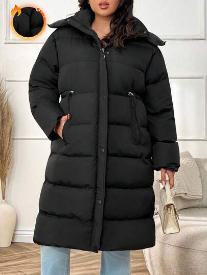 EURMUSE Plus-size gewatteerde winterjas met zakken en details