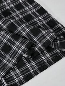 SHEIN Explorewe Casuvi 儿童女童秋季连衣裙，拼接二合一格子衬衫领连衣裙，带荷叶边袖口，适合春秋季休闲、返校、度假 - 彩色 - 查看 7