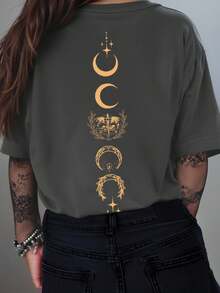 EMERY ROSE 第四翼衬衫，Rebecca Yarros，龙骑士，Violt Sorrengail，Basgiath 战争学院，ACOTAR 商品，Basgiath 第四翼衬衫，女士宽松款式，非常适合节日派对和礼物舒适合身短袖经典 T 恤印花图案 T 恤女士休闲短袖上衣 - 深灰色 - 查看 2
