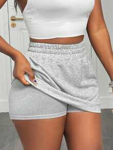 Slaydiva Elastic Waist Striped Print Skort Shorts, Summer Sports Athletic Skirt - Army Green - View 2