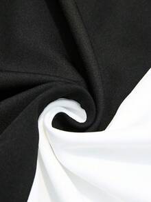 SHEIN LUNE Black & White Contrast Color Crew Neck Long Sleeve Women Casual Shirt - Women Straight Leg Casual Pants - Black and White - View 5