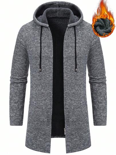 Manfinity Homme Cardigan à capuche à manches longues doublé thermique casual pour hommes, automne/hiver