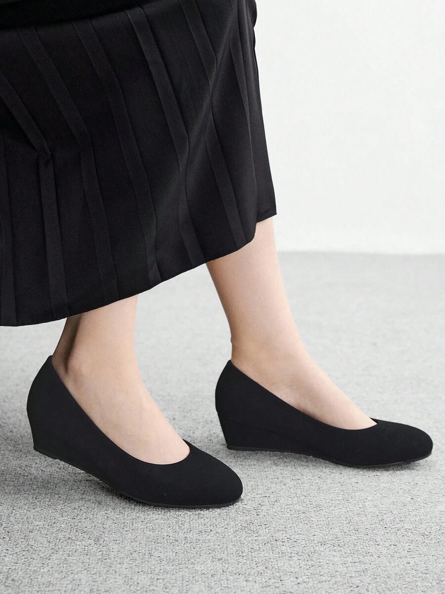 CUCCOO BIZCHIC Zapatos de plataforma con cuña para mujer, cómodos y elegantes, adecuados para banquetes, viajes, trabajo u ocasiones formales, tacones negros