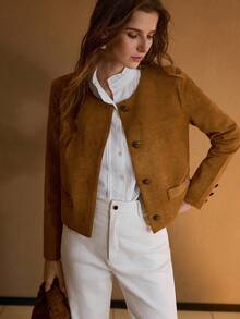 MOTF PREMIUM SUEDE CASUAL COMMUTER JACKET - Khaki - View 6