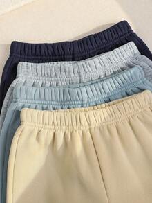 SHEIN 4pcs Young Boys' Casual Comfortable Versatile Cute Printed Thermal Lined Thick Sweatpants, School Clothes - Multicolor - View 3