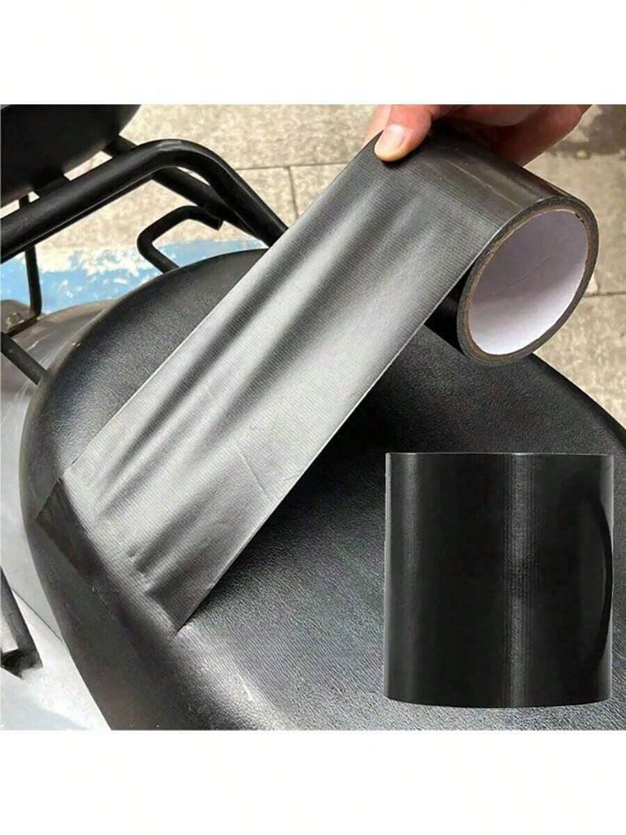 1卷黑色编织布胶带，高粘性皮革修补贴，防水防刮，适用于沙发、家具、汽车座椅、船用座椅、椅子、室内装饰等。