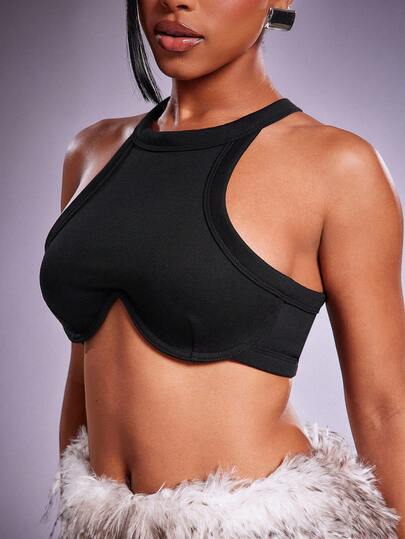  Denimoi Mujer Blusa Corta de unicolor sin Mangas Sexy