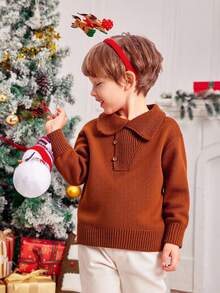 SHEIN 1 chiếc áo len cổ cao dày dặn, thoải mái, thời trang, tiện dụng, đa năng dành cho bé trai, thích hợp đi học, đi làm, thể thao, mùa thu/đông. Áo len màu nâu cotton, chất liệu cotton, thích hợp cho mùa đông. - Cà phê nâu - Xem 3