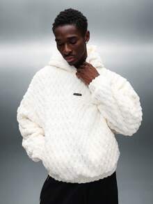 PLAYBOY X SUMWON Áo hoodie lông cừu Sherpa cỡ lớn có logo chú thỏ, áo nỉ trùm đầu mùa đông siêu mềm, ấm áp, mặc thường ngày, dạo phố - trắng - Xem 2