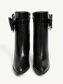 CUCCOO CHICEST Women's Autumn/Winter New Bowknot High Heel Side Zipper Ankle Boots, Versatile - Black - View 7