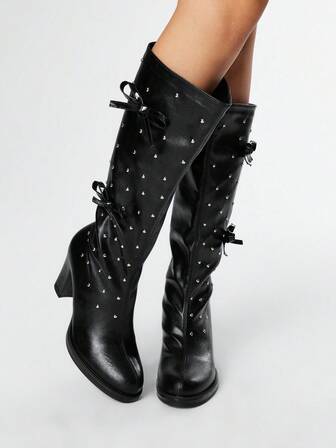 Grunge Punk Stivali alla caviglia da donna con tacco alto, impermeabili, con suola spessa e fodera calda, adatti per lo shopping, feste, matrimoni e altre occasioni