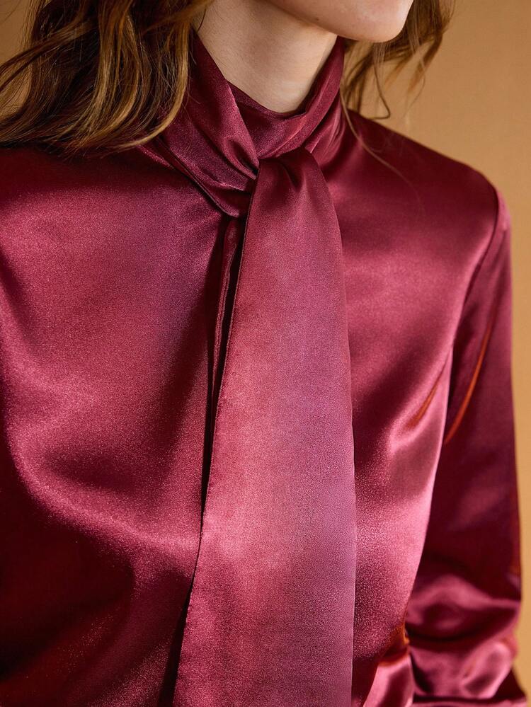 SATIN TIE NECK BLOUSE
