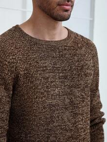 Manfinity Homme Men's Casual Raglan Sleeve Brown Sweater,Autumn Knit Wear For Work And Commuting,Cashmere Fall Collection Earthy Clothes,Gift For Husband Boyfriend - Multicolor - View 2