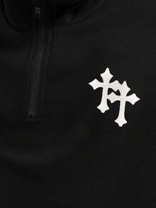 SHEIN 2pcs Tween Girl Letter Embroidered Pullover Sweatshirt And Casual Pants Set Cozy Fall & Winter Styles Suitable For Autumn/Winter Daily Wear,Street Style, Home Sweatshirt And Sweatpants Set Y2k - Black - View 4