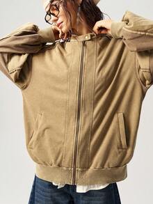 Bohemela 女士休闲纯色针织宽松长袖常规开衫秋冬女装 - 棕色 - 查看 9