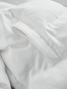 SHEIN MOD Plus Size Women's White Collar Side Bow Decor Padded Coat