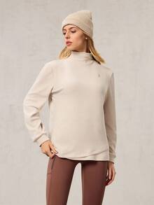 OutZeal Damska, miękka i ciepła koszulka z polaru z długim rękawem i golfem, idealna na piesze wycieczki i kemping - Beżowy - Zobacz 6