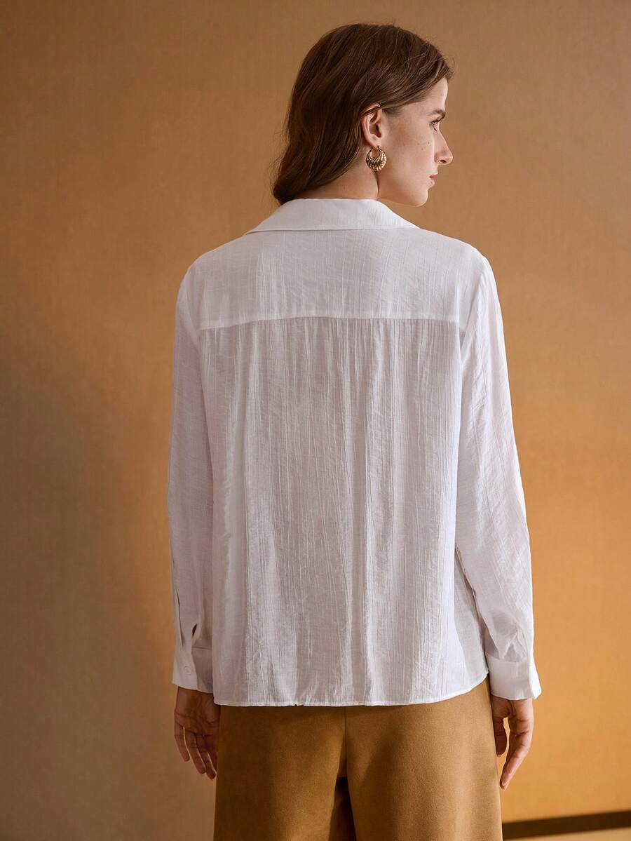 MOTF STUDIO 纽扣纹理衬衫 - 白色 - 查看 2