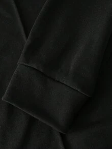2pcs/Set Teenage Boys Casual Sports Homewear Solid Color Half Zip Hoodie And Drawstring Pants Set, Suitable For Spring/Autumn Fall Winter - Black - View 6