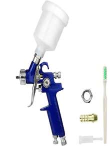 Súng phun sơn HVLP YOULUN 1 chiếc, đầu phun 0,8mm, súng phun khí nén trọng lực kèm cốc 125ml, chổi vệ sinh, nắp khí và bộ lọc màu trắng, thích hợp cho sơn tường, sơn lót ô tô, sơn bề mặt đồ nội thất - Màu xanh lam - Xem 3