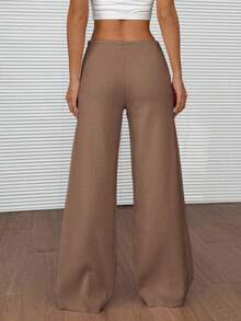 EURMUSE Quần dệt kim màu trơn thường ngày dành cho nữ - Lạc đà - Xem 2