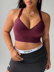 Easithlete 大码女式纯色日常健身无缝运动文胸