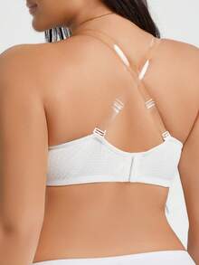 1 Áo ngực không dây đệm mút thêu vải Jacquard cỡ lớn, thoải mái, có gọng, nâng ngực - trắng - Xem 4