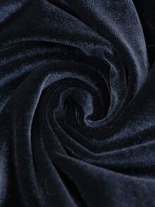 SHEIN LUNE Women's Casual Autumn/Winter Basic Velvet & Lace Patchwork Party Long Sleeve T-Shirt, Black Lace Top, Fall Autumn Winter Going Out Top New Year Christmas