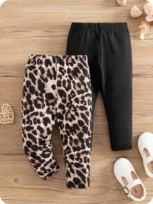 2件套 Babygirl 舒适休闲波点弹力腰针织裤套装 - 彩色 - 查看 1