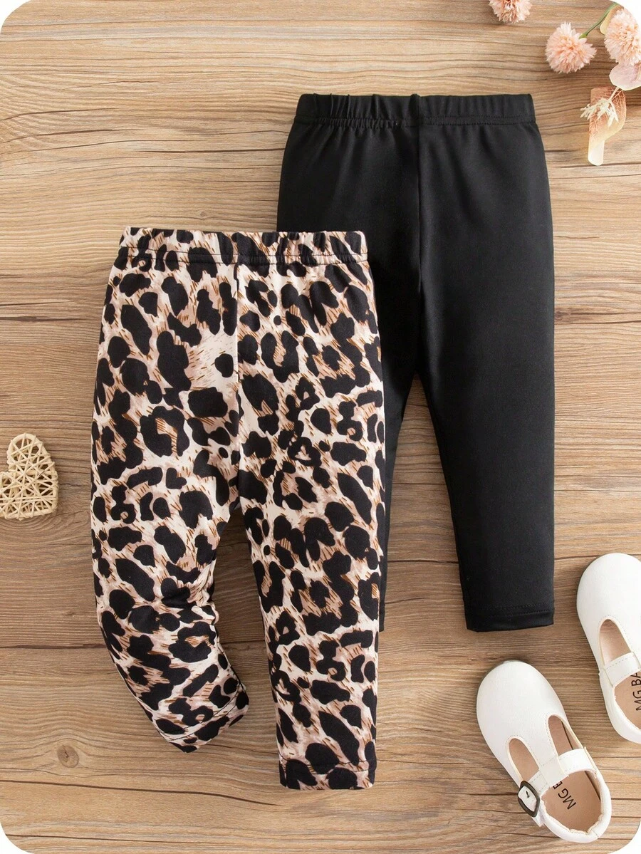 2件套 Babygirl 舒适休闲波点弹力腰针织裤套装 - 彩色 - 查看 1