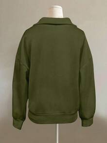 INAWLY Women's Loose Split Zip Collar Sweatshirt