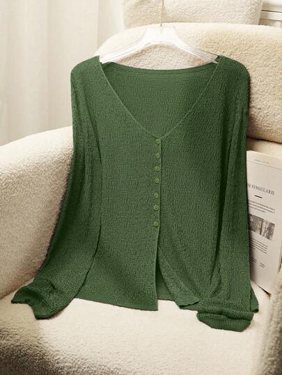 Franclia 女士休闲半透明V领开衫，混纺针织毛衣，春夏针织衫休闲穿搭，适合大学春装、秋冬女装