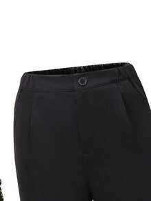 SHEIN 2 件套青少年男孩绅士装，包括修身单排扣西装外套 + 正装裤。优雅休闲的户外正装，适合生日派对、庆典、表演、主持、婚礼季节（生日、婚礼、婚礼嘉宾、花童、戒童） - 黑色 - 查看 8