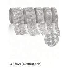 1pc Silver Self-Adhesive Crystal Rhinestone Strip Diy Hot Melt Glue Backing Iron-On Rhinestone Strip - Multicolor - View 10