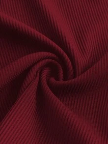 SHEIN EZwear Áo hai dây cổ yếm bó sát hở lưng gợi cảm dành cho nữ, đa năng, chất liệu PU - Màu Đỏ Sâu - Xem 4