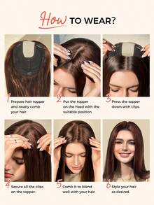 ZERO-NET Topper tóc thẳng 16 inch 5,5 "X5,5" Kích thước cơ bản Toppers tóc con người dành cho phụ nữ có mái tóc mỏng Toppers Miếng tóc cho phụ nữ Tóc giả Tóc Topper Phần mở rộng tóc thật của con người Clip Ins - Natural Black - Xem 10