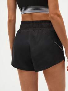 Eassivo Eassivo Women's Elastic Waist Polka Dot Print Loose Casual Shorts - Black - View 2