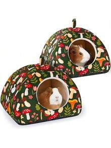 Nhà trú ẩn cho chuột lang, Tấm lót mềm, Có thể giặt được, Đáy chống trượt, Nơi trú ẩn cho thỏ và chuột đồng, Phụ kiện cho chồn sương - màu xanh lá - Xem 1