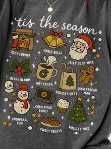 EMERY ROSE Vintage Christmas T-Shirt, Christmas Tree T-Shirt, Holiday T-Shirt, Women's Christmas Holiday T-Shirt, Christmas Season T-Shirt, Santa Claus T-Shirt, Gingerbread Man T-Shirt, Christmas Gift T-Shirt