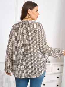 Áo cánh cổ khoét họa tiết in toàn thân cho nữ cỡ lớn thường ngày/công sở - Nhiều màu - Xem 2