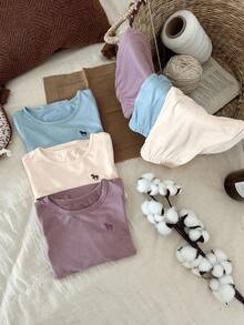 DAZY Young Girls Round Neck Embroidered Knit Loungewear Set, Fall - Multicolor - View 2