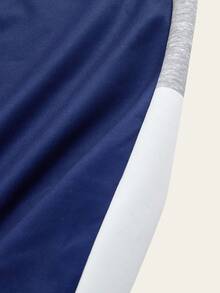 SHEIN Explorewe 2件套男童条纹图案印花运动衫和运动裤套装，休闲校园风格 - 藍色 - 查看 5