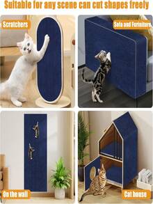 Cat Scratching Mat Self-Adhesive Trimmable Carpet Cat Scratching Post Carpet For Anti-Scratching Sofa Furniture Protection - Royal Blue - View 14