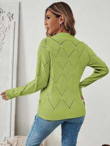 EMERY ROSE Suéter de cuello alto de manga larga, ajustado, de unicolor para mujer, otoño/invierno - Verde - Ver 2