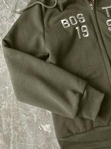 INAWLY New Letter Embroidery Casual College Style Fashion Comfortable Women Jacket Sweatshirt - Dark Green - View 5