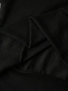 SHEIN EZwear Women's Black East Coast Graphic Cropped Drawstring Hoodie,Fall - Black - View 7