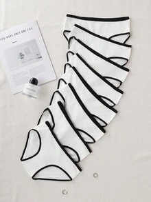 8pcs/Set Girls' Minimalist Fashion Thin Mid-Waist Lift Buttocks Panties - White - View 4