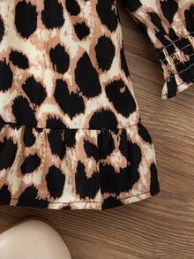 SHEIN 女婴可爱优雅豹纹长袖连衣裙 - 彩色 - 查看 8